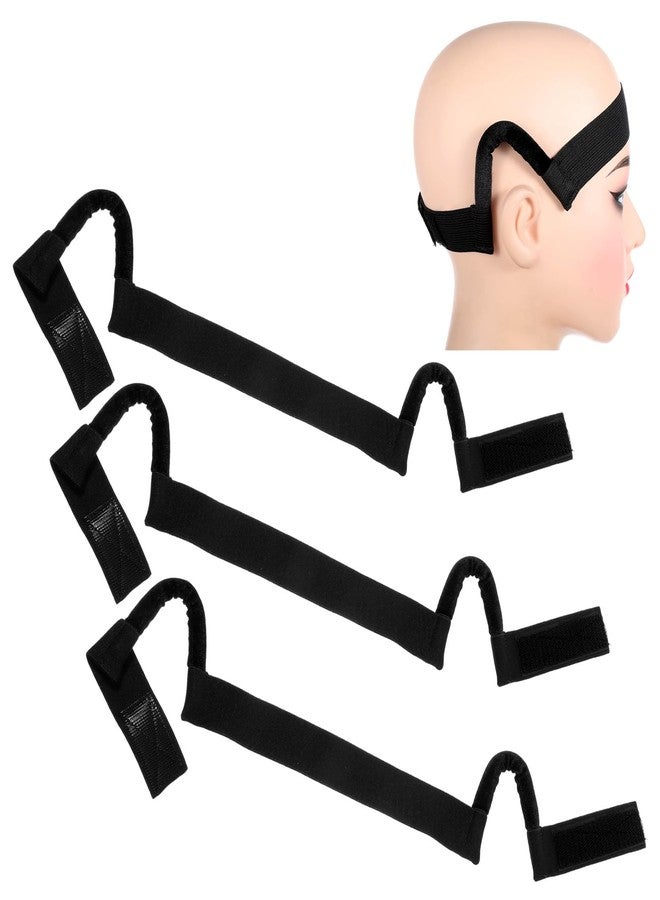 XLIUAX 3 Pcs Wig Band with Ear Cut Outs, Lace Bands for Wigs Elastic Headband for No Slip C Shaped Earless Band Front Melting Satin Thin Black Curve Lace Wig Headbands Regualr Wigs - Image 1